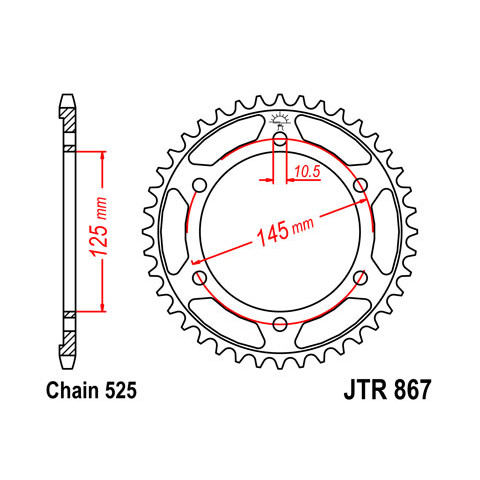 Couronne JT SPROCKETS 44 dents acier pas 525 type 867