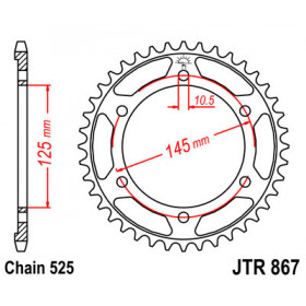 Couronne JT SPROCKETS 44 dents acier pas 525 type 867