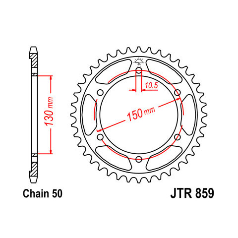 Couronne JT SPROCKETS 48 dents acier pas 530 type 859