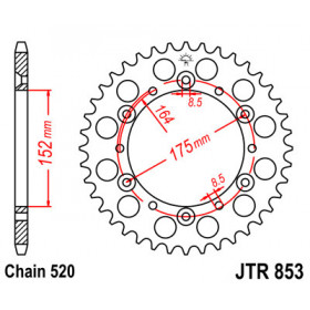 Couronne JT SPROCKETS 52 dents acier pas 520 type 853 Yamaha