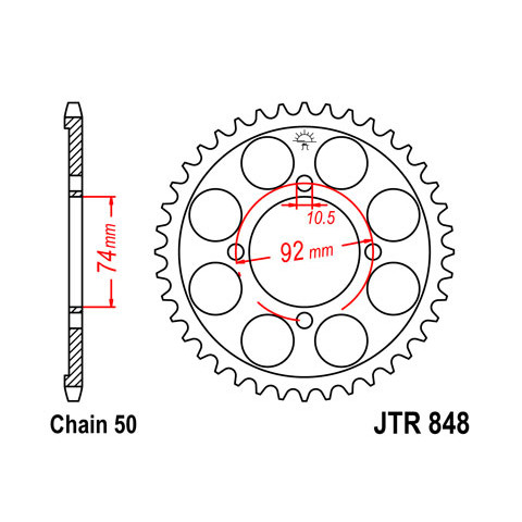 Couronne JT SPROCKETS 39 dents acier pas 530 type 848