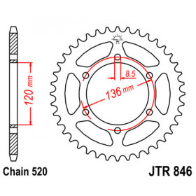 Couronne JT SPROCKETS 41 dents acier pas 520 type 846