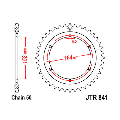 Couronne JT SPROCKETS 42 dents acier pas 530 type 841