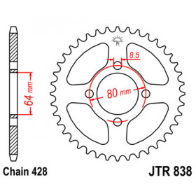 Couronne JT SPROCKETS 45 dents acier pas 428 type 838