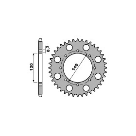 Couronne acier PBR 42 dents chaîne 520 Kawasaki KLR650C1-C8 