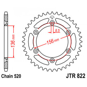 Couronne JT SPROCKETS 53 dents acier pas 520 type 822 Husqvarna TC449