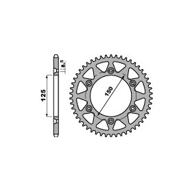 Couronne acier PBR 42 dents chaîne 520 KTM EXC200