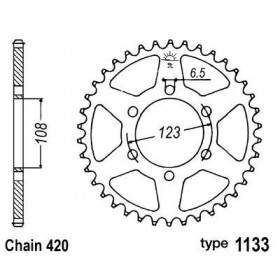 Couronne acier B1 52 dents chaine 420 Derbi/Aprilia/Peugeot