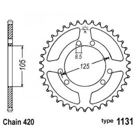 Couronne acier B1 53 dents chaine 420 Gilera/Derbi/Yamaha/Peugeot