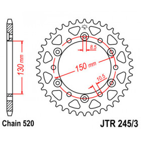 Couronne JT SPROCKETS 42 dents acier pas 520 type 245/3