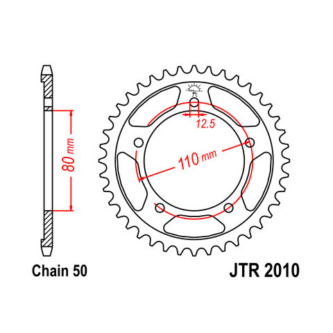 Couronne JT SPROCKETS 43 dents acier pas 530 type 2010