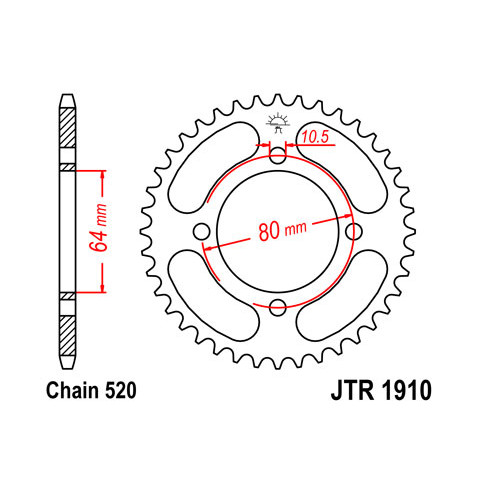 Couronne JT SPROCKETS 32 dents acier pas 520 type 1910