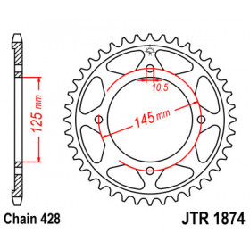 Couronne JT SPROCKETS 53 dents acier pas 428 type 1874