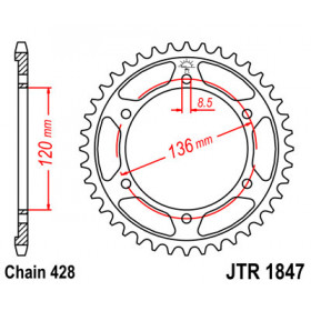 Couronne JT SPROCKETS 57 dents acier pas 428 type 1847