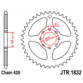 Couronne JT SPROCKETS 52 dents acier pas 420 type 1832