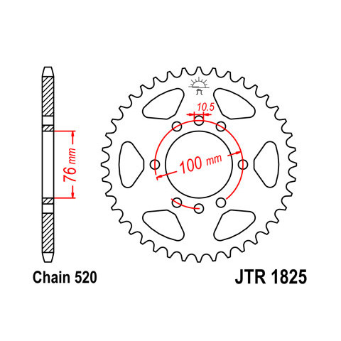 Couronne JT SPROCKETS 37 dents acier pas 520 type 1825