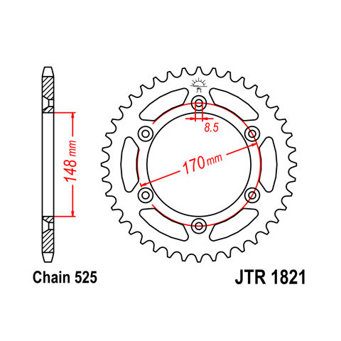 Couronne JT SPROCKETS 47 dents acier pas 525 type 1821