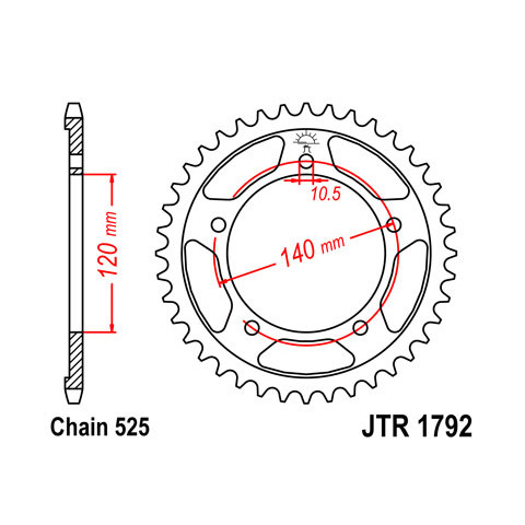Couronne JT SPROCKETS 48 dents acier pas 525 type 1792