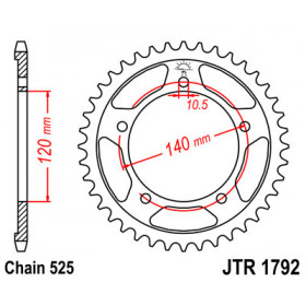 Couronne JT SPROCKETS 47 dents acier pas 525 type 1792