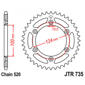 Couronne JT SPROCKETS 41 dents acier pas 520 type 735