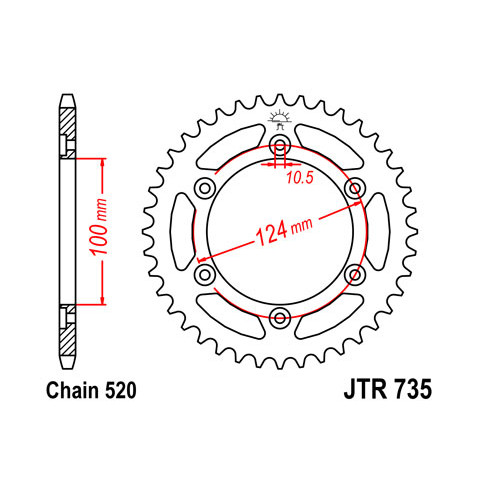 Couronne JT SPROCKETS 36 dents acier pas 520 type 735