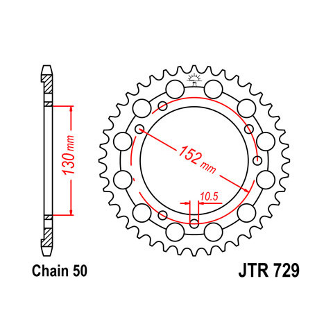 Couronne JT SPROCKETS 46 dents acier pas 530 type 729