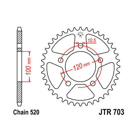 Couronne JT SPROCKETS 40 dents acier pas 520 type 703