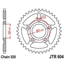 Couronne JT SPROCKETS 38 dents acier pas 520 type 604