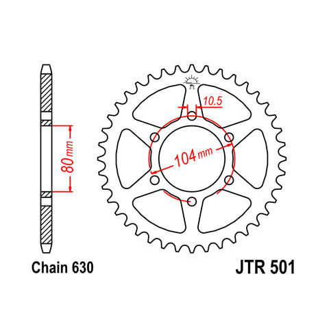 Couronne JT SPROCKETS 41 dents acier pas 630 type type 501