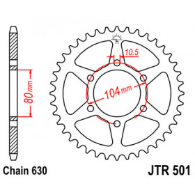 Couronne JT SPROCKETS 39 dents acier pas 630 type type 501