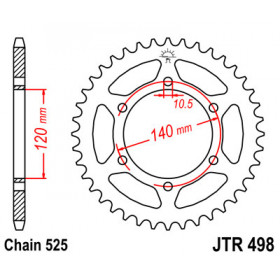 Couronne JT SPROCKETS 38 dents acier pas 525 type 498