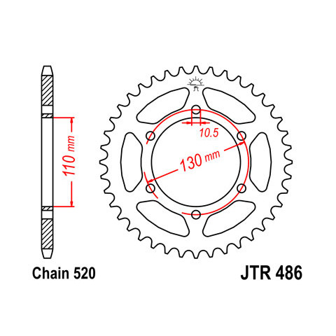 Couronne JT SPROCKETS 42 dents acier pas 520 type 486