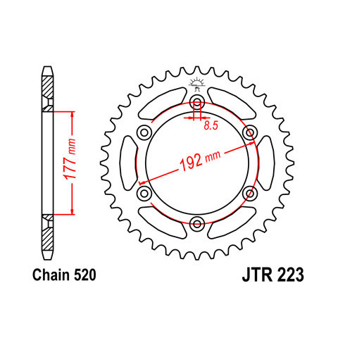 Couronne JT SPROCKETS 53 dents acier pas 520 type 223