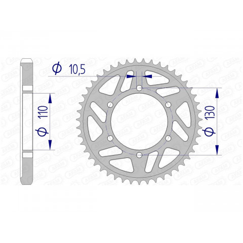 Couronne AFAM 46 dents alu pas 530 type 13813