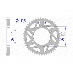 Couronne AFAM 46 dents alu pas 530 type 13813