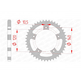 Couronne AFAM 42 dents acier pas 525 type 86500 Triumph 600