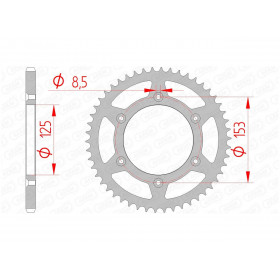 Couronne AFAM 45 dents acier pas 520 type 10212