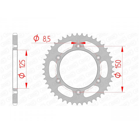 Couronne AFAM 45 dents acier pas 520 type 71304