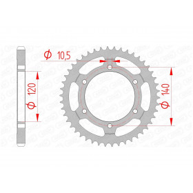 Couronne AFAM 44 dents acier pas 525 type 14507 Suzuki GSX-R600/750