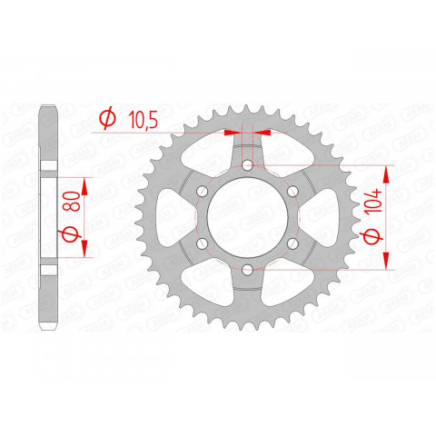 Couronne AFAM 42 dents acier pas 525 type 16610 Kawasaki