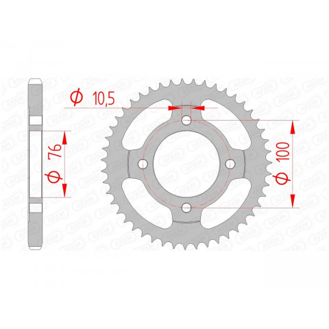 Couronne AFAM 47 dents acier pas 428 type 14208 Suzuki RG125 Gamma