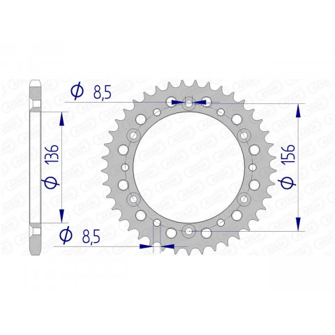 Couronne AFAM 41 dents alu pas 520 type 15303 Gas Gas SM400FSE