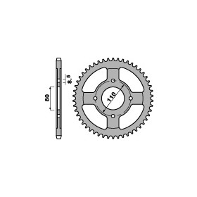 Couronne acier PBR 42 dents chaîne 428 HONDA CBF125