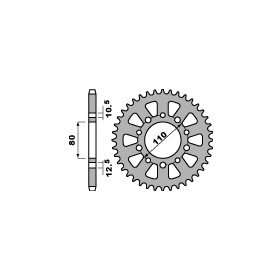 Couronne acier PBR 36 dents chaîne 530 Honda CB450NF