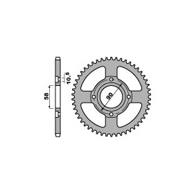 Couronne acier PBR 42 dents chaîne 428 DAELIM Roadwin 125