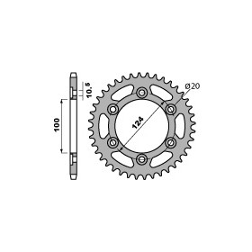 Couronne acier PBR 38 dents chaîne 520 Ducati 750 MONSTER