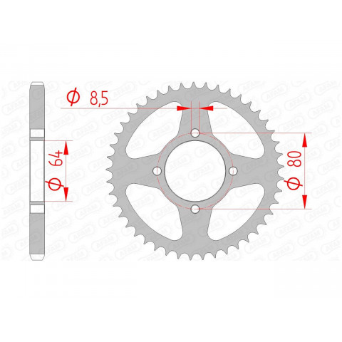 Couronne AFAM 36 dents acier pas 428 type 12200 Yamaha YBR125