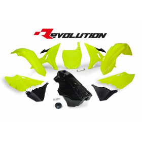 Kit plastique RACETECH Revolution + réservoir jaune fluo/noir Yamaha YZ125/250