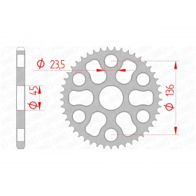 Couronne AFAM 45 dents acier pas 428 type 12325 Yamaha XG250 Tricker