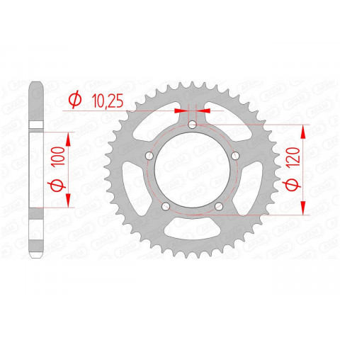 Couronne AFAM 42 dents acier pas 525 type 35800 Aprilia RSV1000